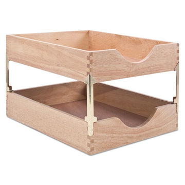 Carver™ Hardwood Stackable Desk Trays, 1 Section, Letter Size Files, 10.25" X 12.5" X 2.5", Oak freeshipping - TVN Wholesale